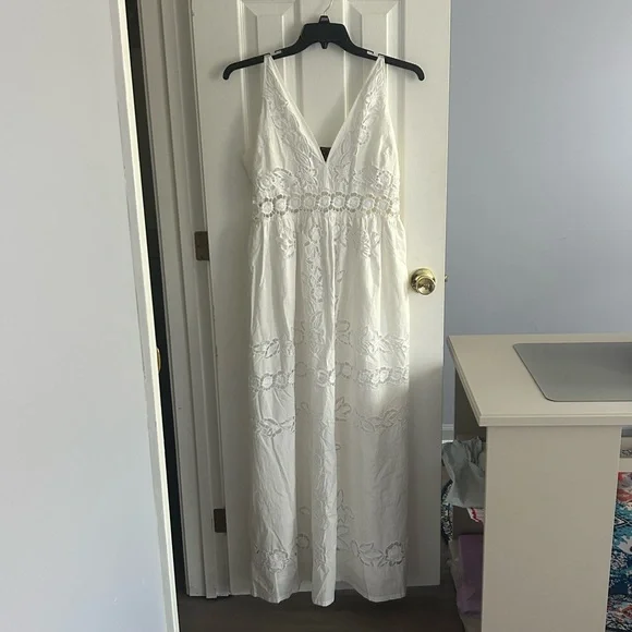 Anthropologie Vineet Bahl White Floral Cutwork Midi Dress - Size: XL - Picture 10 of 14